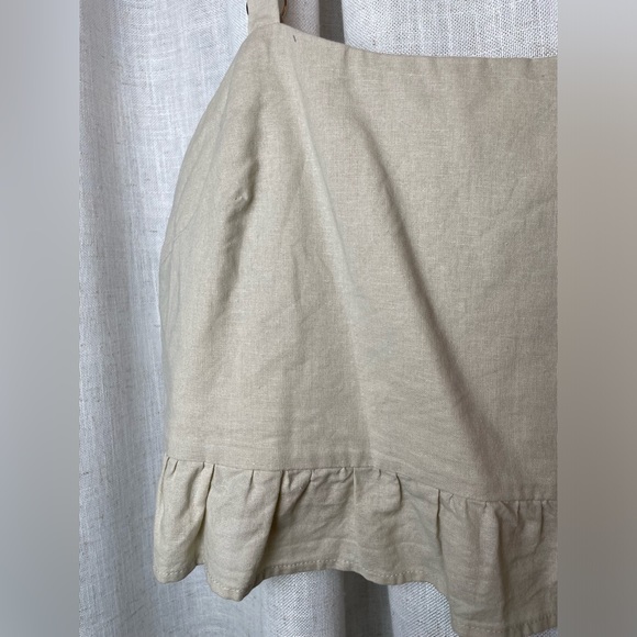 Linen Tank Ruffle Tan Beige Zip Up Side Adjustable Strap - Picture 6 of 8